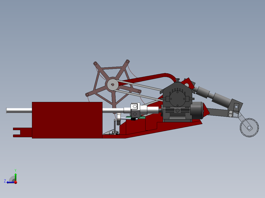 苜蓿收获机的设计【带SolidWorks三维】【3张CAD图纸+开题报告右视图
