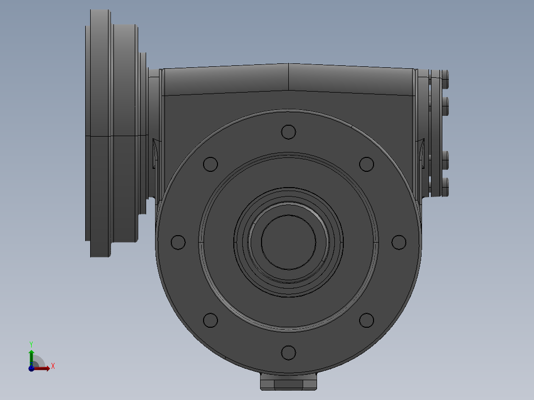 卷扬机蜗轮蜗杆机构模型3D图纸 STEP格式前视图