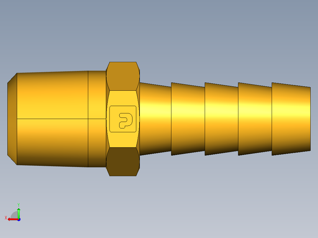 倒齿式工业管接头Hose Barb to Male Pipe 125HBL-6-4后视图