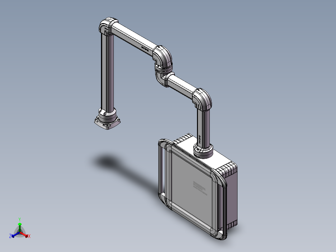 向下旋转底座+转角++转角中间连接器+箱体连接器+控制箱正等轴测图