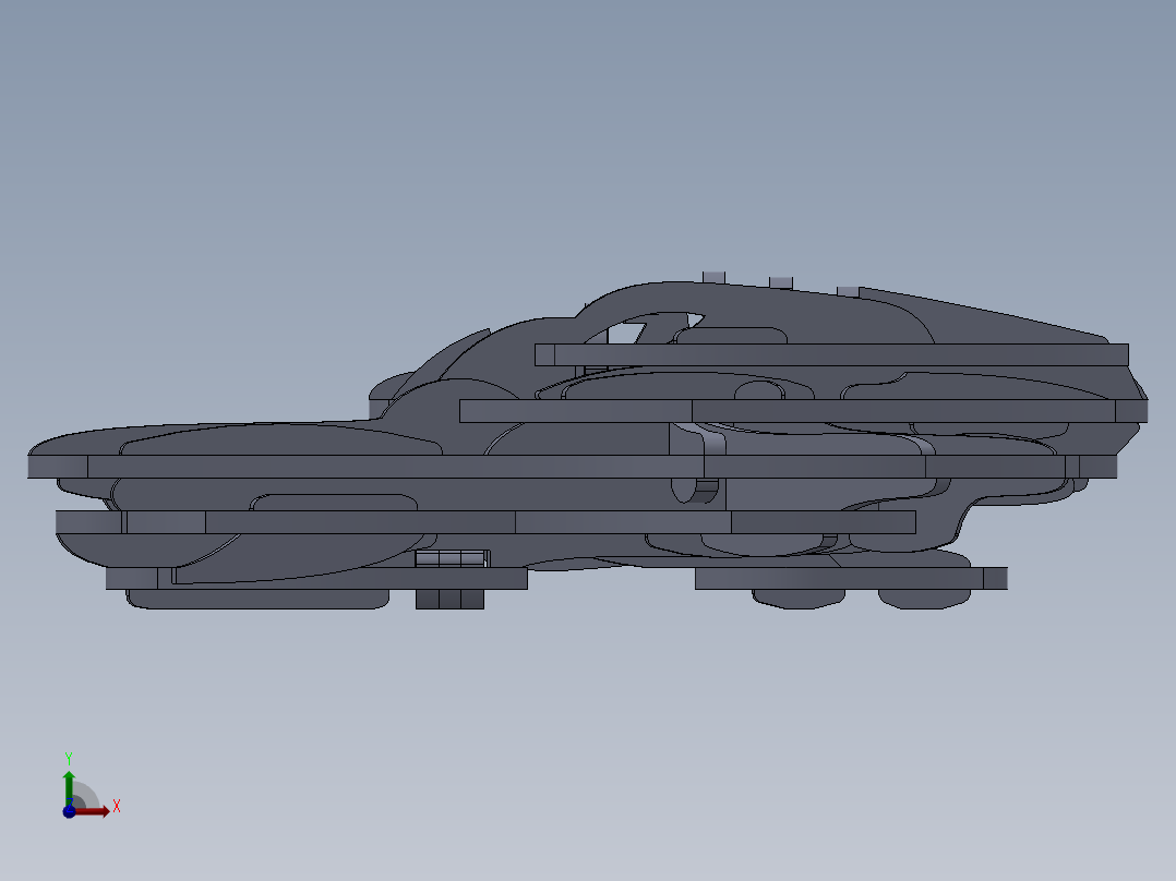 激光下料拼图星际战舰AutoCAD, SOLIDWORKS 2010, STEP _ IGES前视图