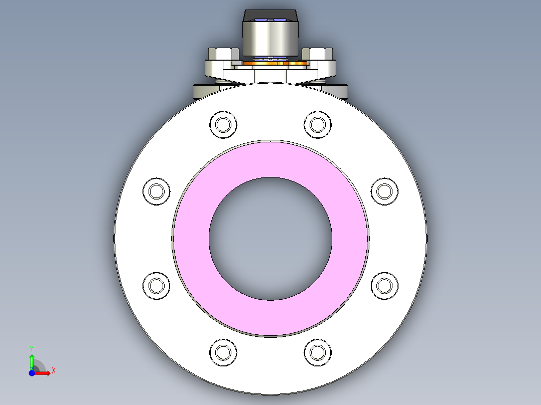 管道手动球阀-水管开关阀-手动阀门User Library-Flange C300DN100前视图