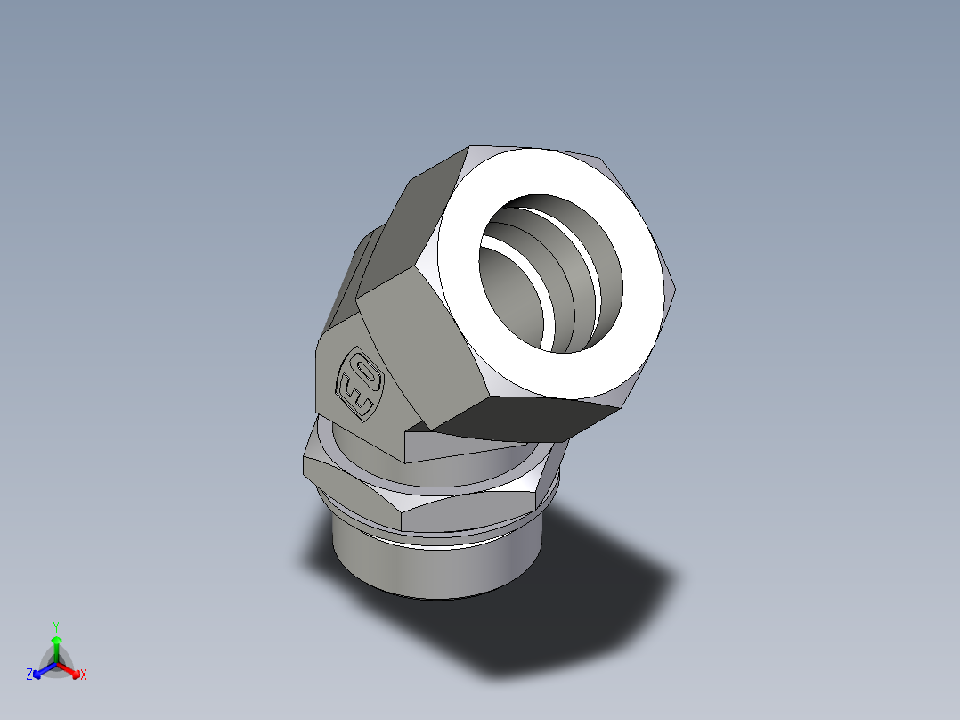 卡套式工业通用硬管接头EO_Adjustable_locknut_45_deg_elbow_VEE38ZSMCF主视图