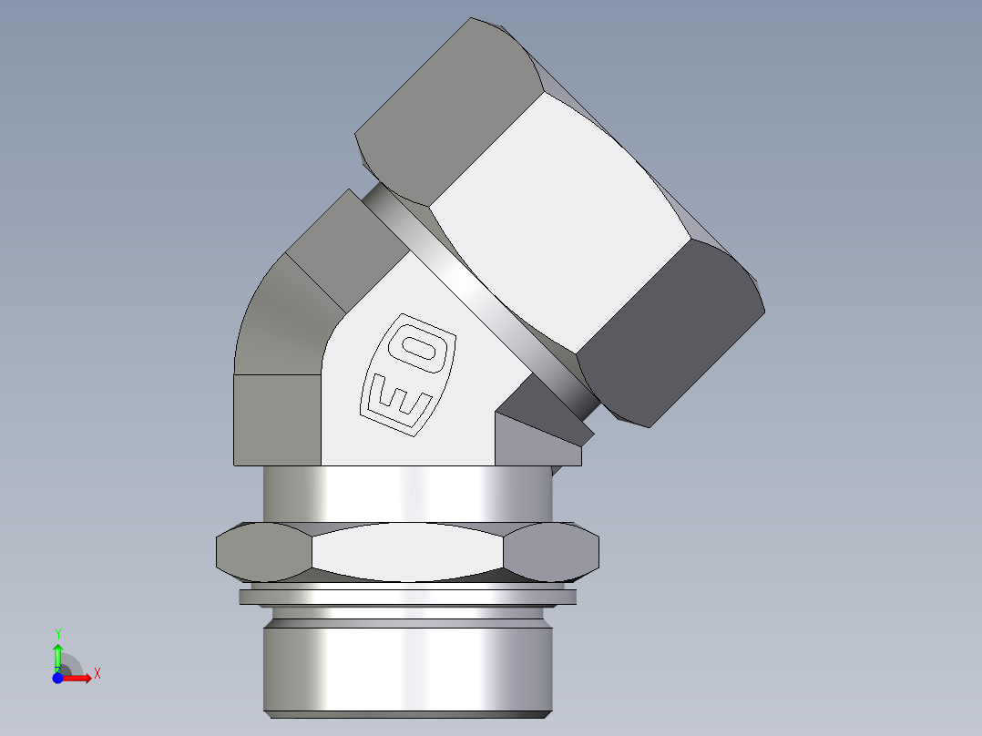 卡套式工业通用硬管接头EO_Adjustable_locknut_45_deg_elbow_VEE38ZSMCF前视图