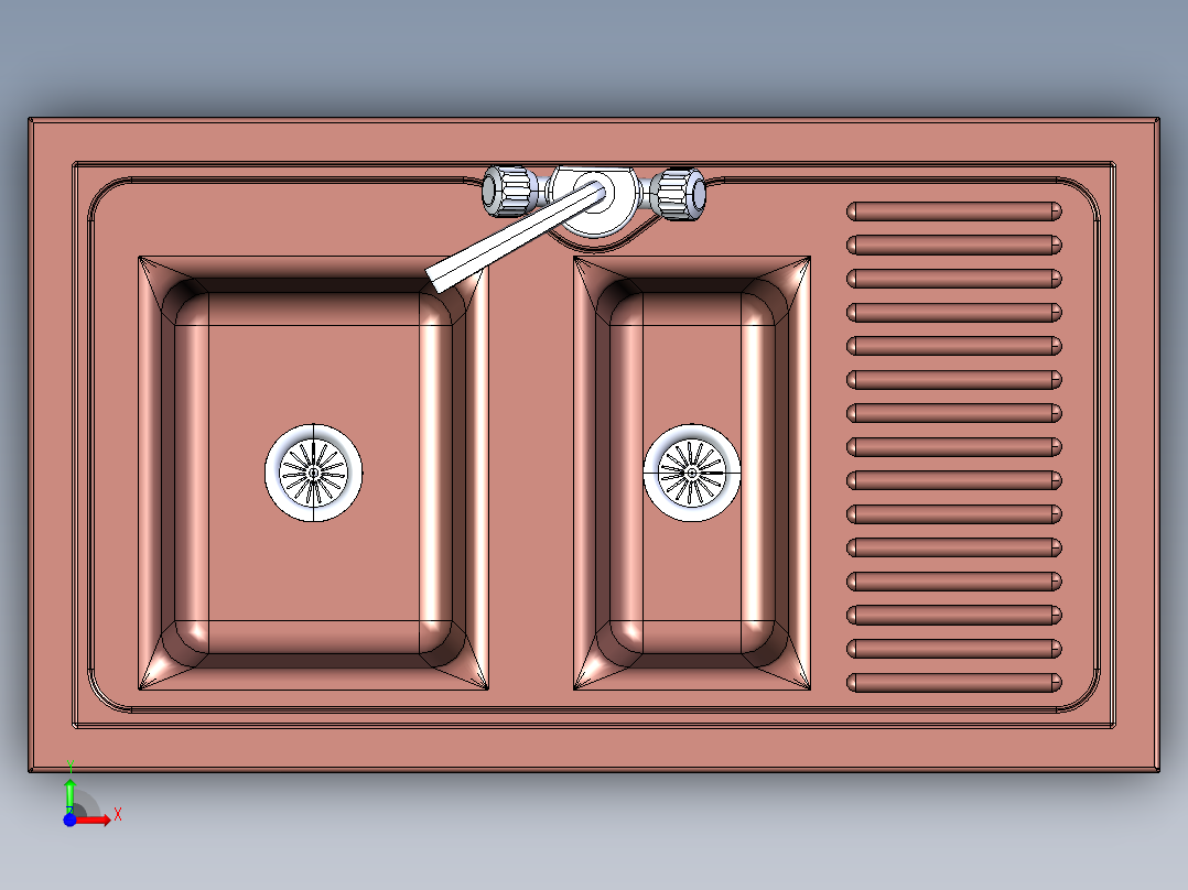 厨房水槽厨盆前视图