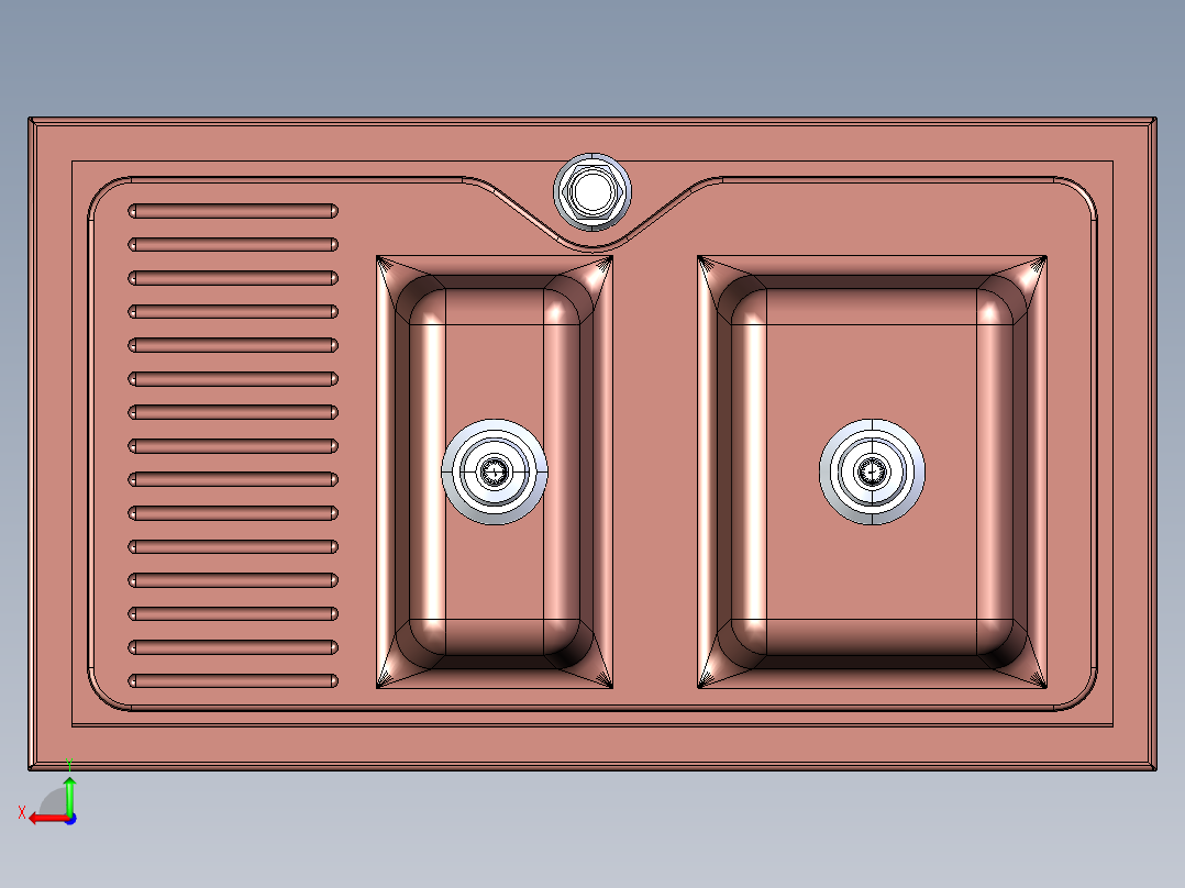 厨房水槽厨盆后视图