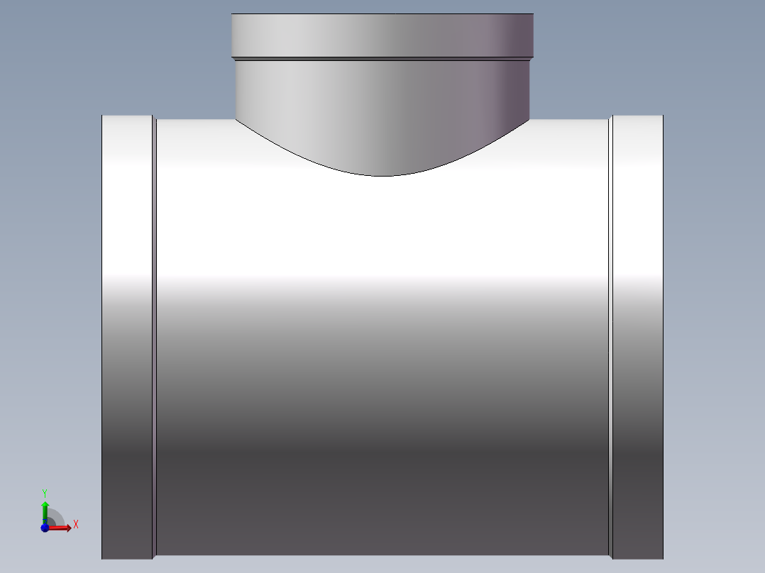 三通-异径 DN100-DN65前视图