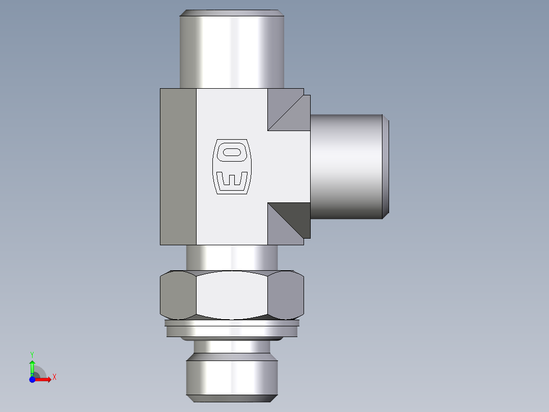 卡套式工业通用硬管接头EO_Adjustable_locknut_run_tee_LEE08SMOMDCF前视图