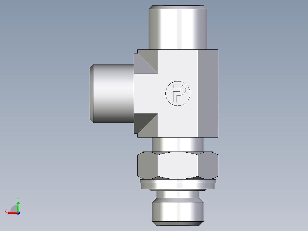 卡套式工业通用硬管接头EO_Adjustable_locknut_run_tee_LEE08SMOMDCF后视图