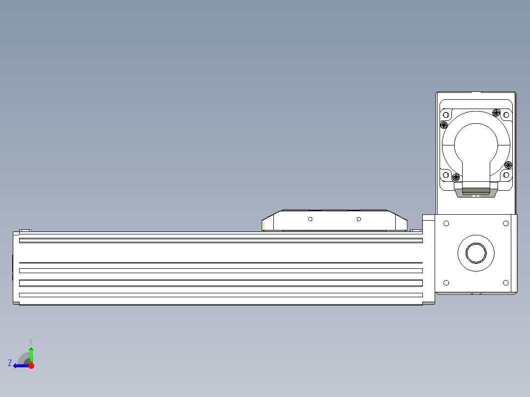 同步带全封闭直线模组TPA-HCB-85D-90-L150-RU-Y-P20-N3右视图