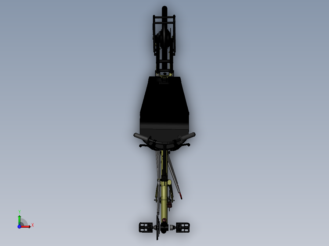 46---折叠式卧式单车sw2016三维图纸模型设计图纸前视图
