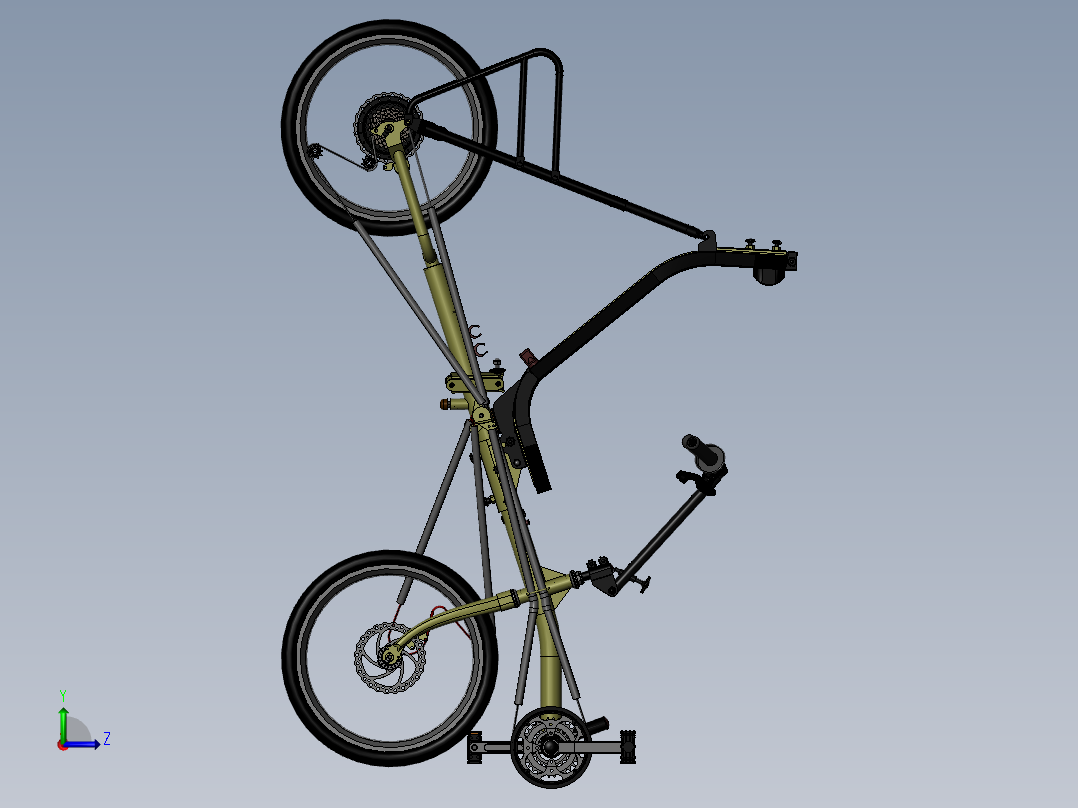46---折叠式卧式单车sw2016三维图纸模型设计图纸左视图
