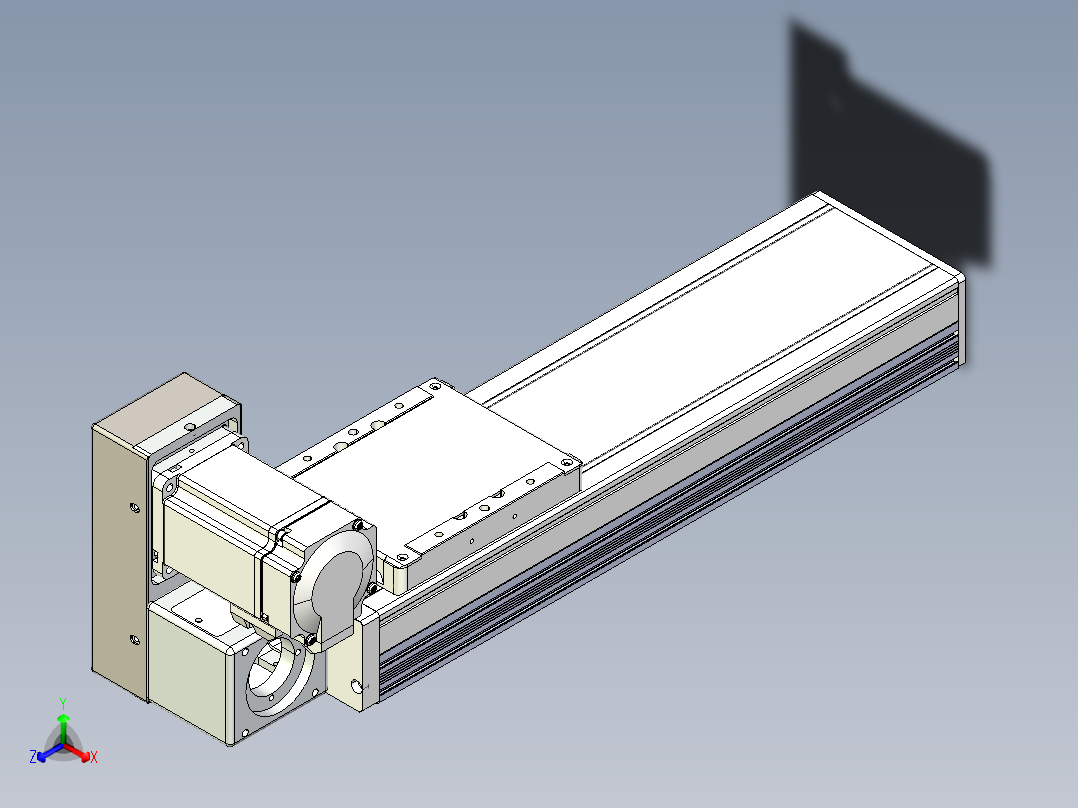 同步带全封闭直线模组TPA-HCB-105D-90-L200-LU-Y-P20-N3正等轴测图