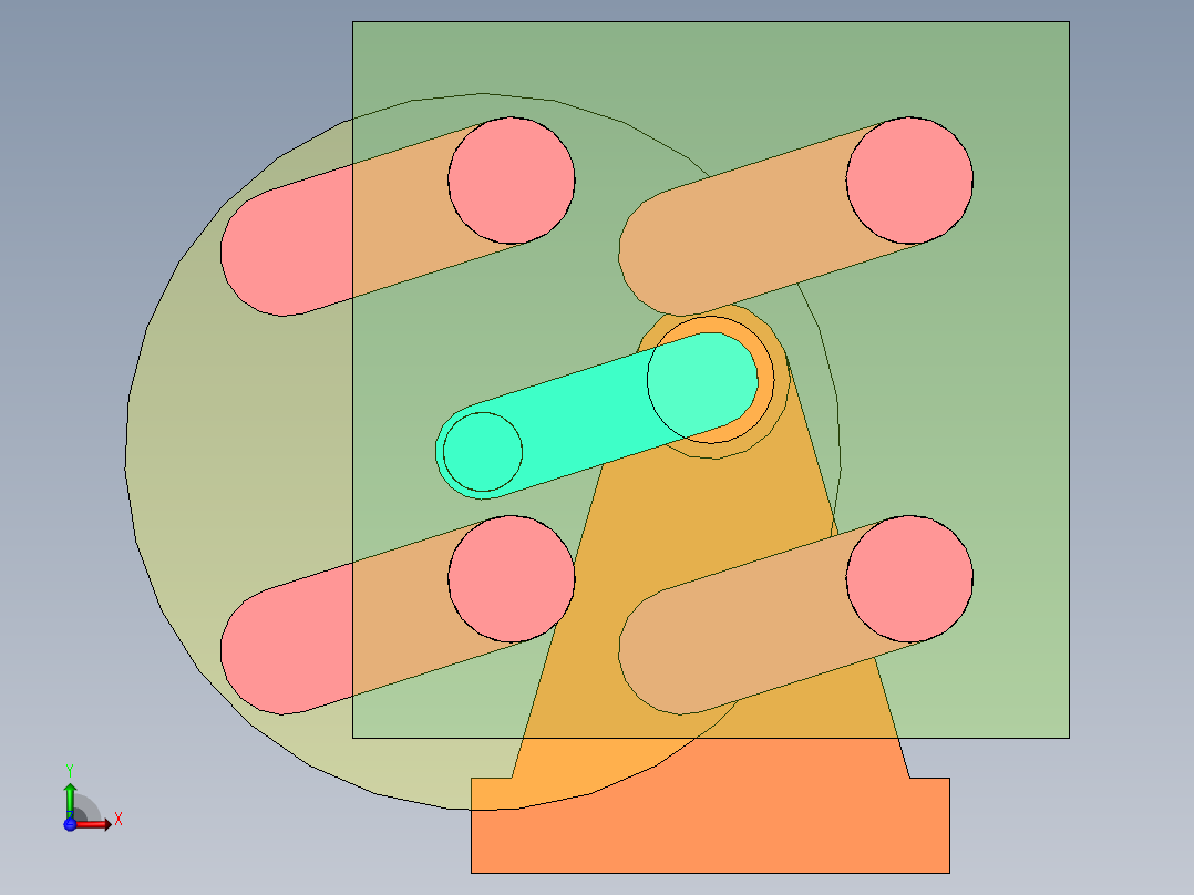 曲柄驱动四组四杆机构前视图