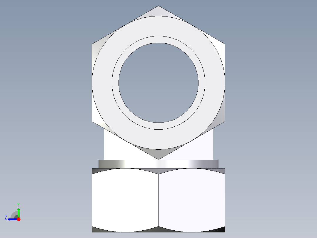 卡套式工业通用硬管接头EO_Union_tee_T35ZLCF右视图