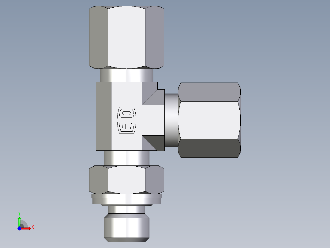 卡套式工业通用硬管接头EO_Adjustable_locknut_run_tee_LEE06ZSMCF前视图