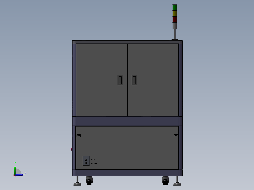 直线电机双动子贴膜摆盘机左视图