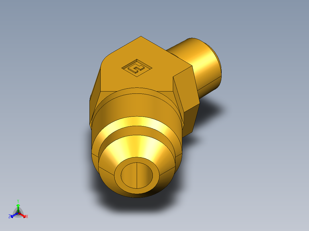 扩口式工业通用硬管接头45Deg Elbow 159F-6-2正等轴测图