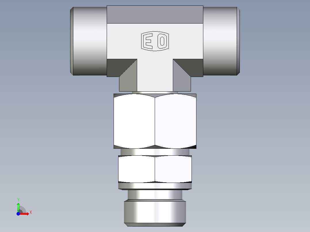 卡套式工业通用硬管接头EO_Assembled_adjustable_standpipe_branch_tee_EVT20SMOMD71前视图