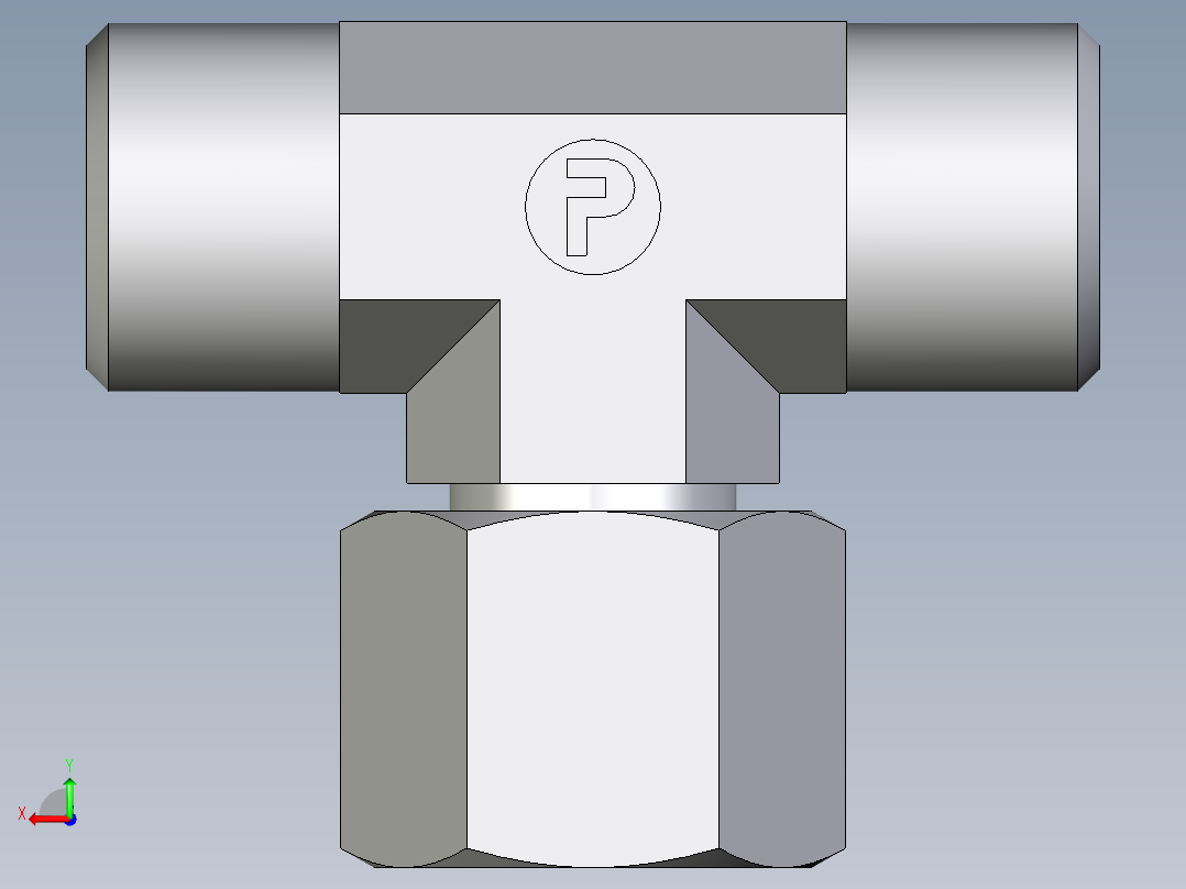 卡套式工业通用硬管接头EO_Swivel_nut_branch_tee_ET10LOMDCF后视图