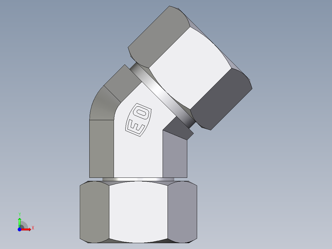 卡套式工业通用硬管接头EO_Swivel_nut_45_deg_elbow_EV20SCF前视图