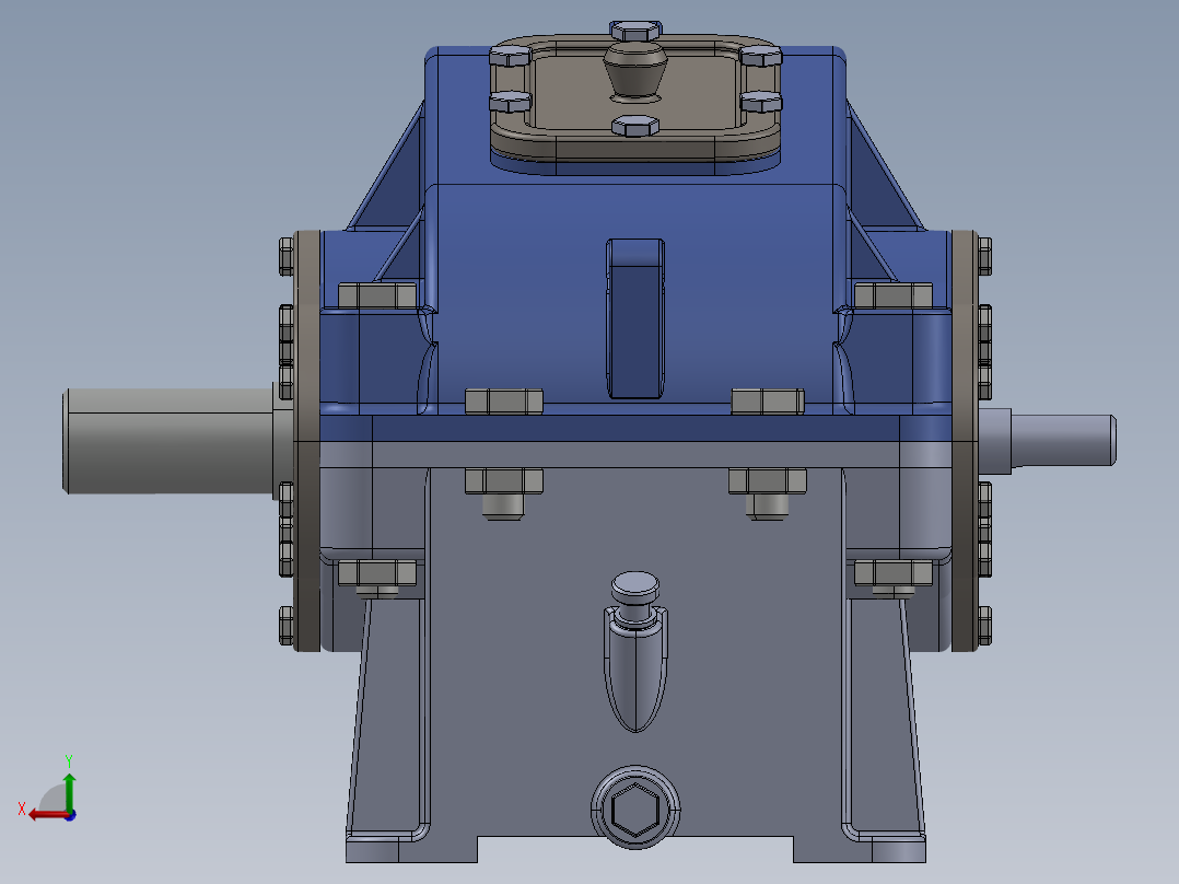 二级圆柱直齿轮减速箱3D图纸 IGS格式后视图