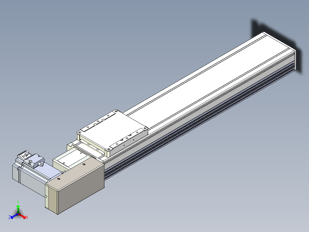 同步带全封闭直线模组TPA-HCB-105D-90-L400-MR-Y-P20-N3正等轴测图