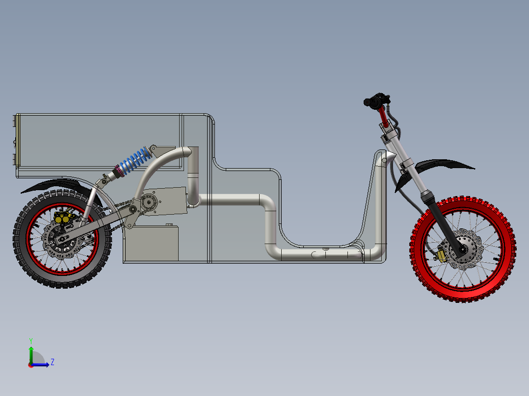 电动三轮车设计【三维SW模型+CAD图纸+说明书】左视图