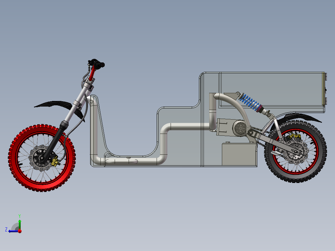 电动三轮车设计【三维SW模型+CAD图纸+说明书】右视图