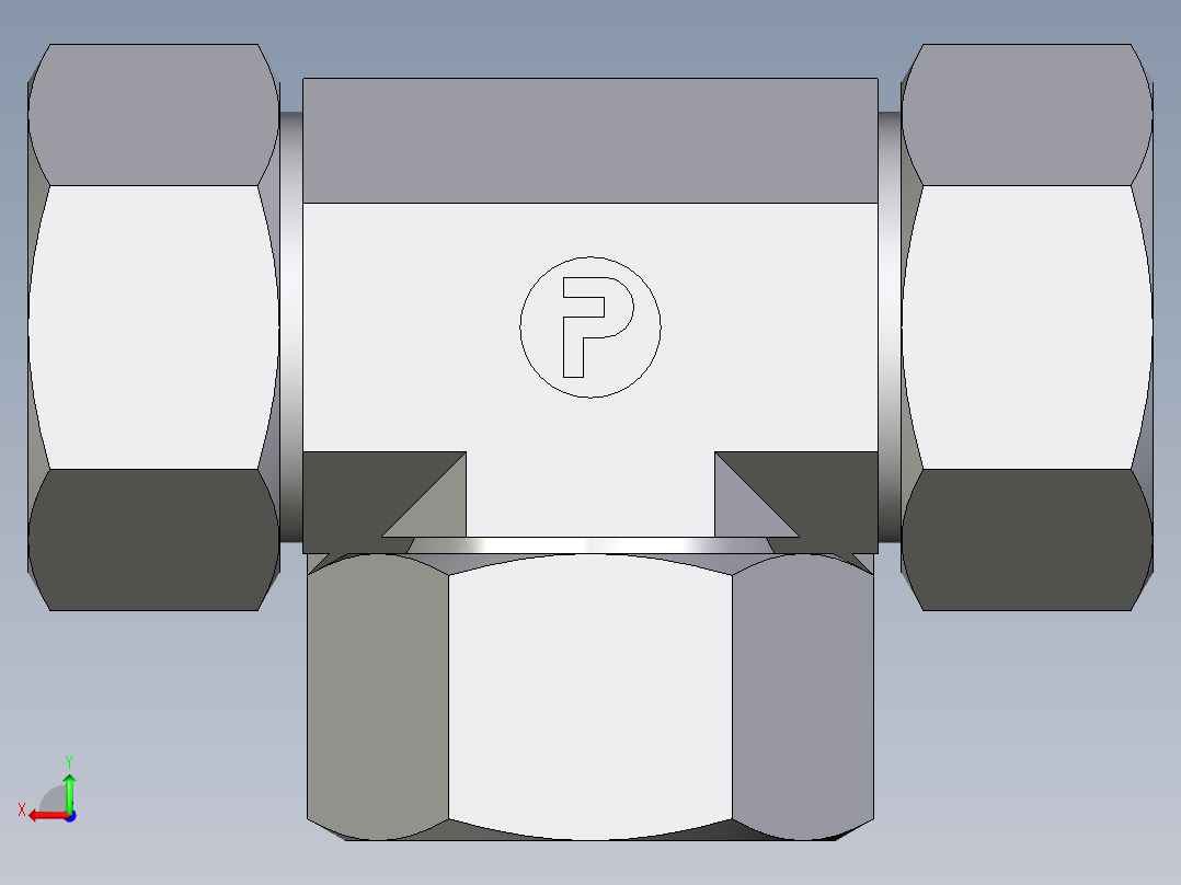 卡套式工业通用硬管接头EO_Swivel_nut_branch_tee_ET28L71后视图
