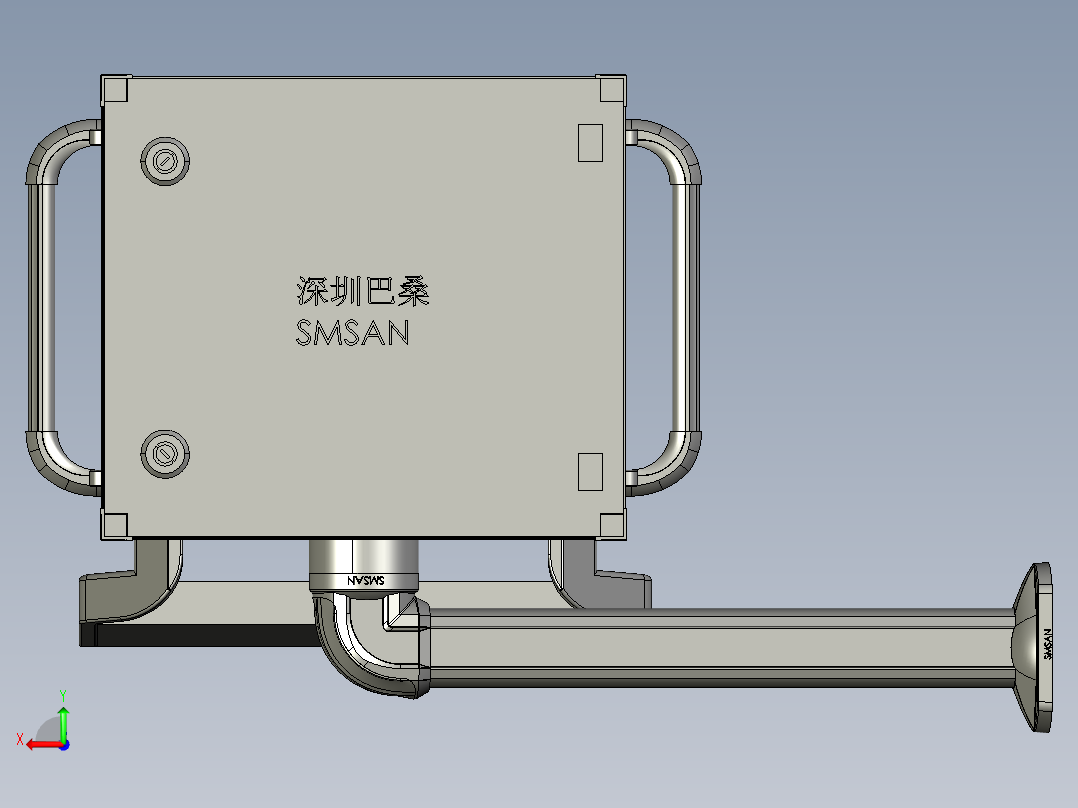 悬臂控制操控箱键盘支架-H1-固定底座-90度箱体连接器-500后视图