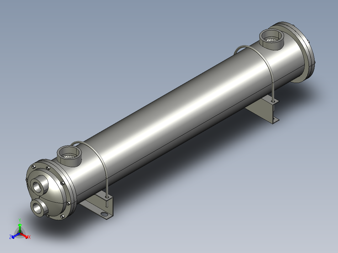 DC-10200系列翅片螺旋式冷却器列管式换热器正等轴测图