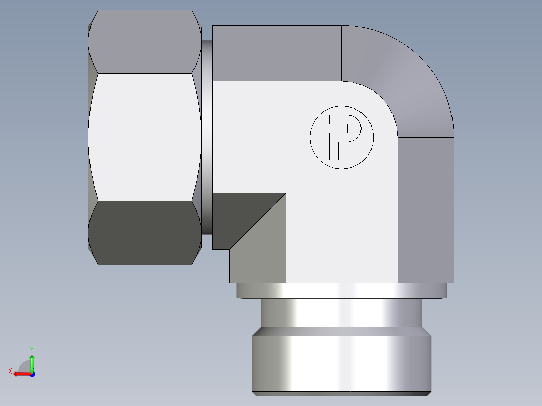 卡套式工业通用硬管接头EO_Male_stud_elbow_WE28LR71后视图