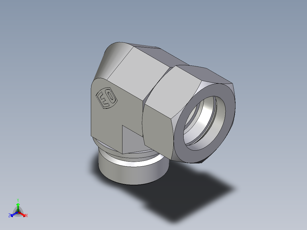 卡套式工业通用硬管接头EO_Male_stud_elbow_WE28LR71正等轴测图