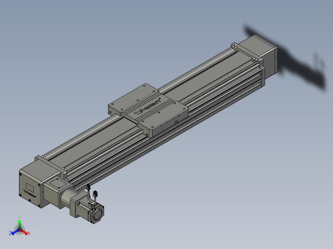 威洛博直线电机模组EB20-L224-S900-L-ZP75-MS3-5K正等轴测图