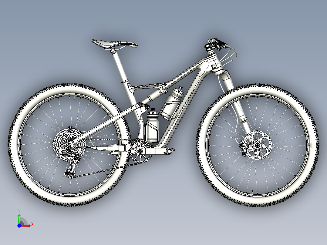 87---山地越野自行车结构模型sw2016三维图纸模型设计图纸前视图