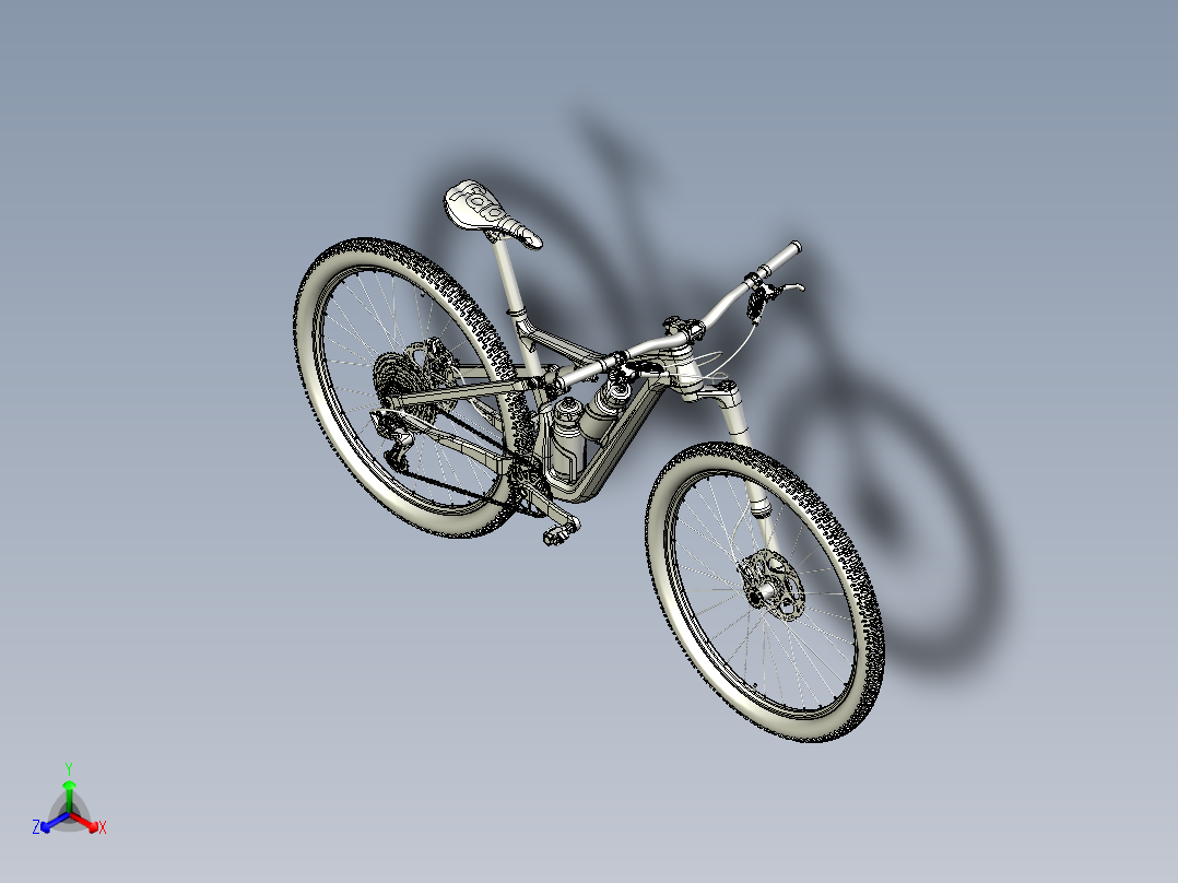 87---山地越野自行车结构模型sw2016三维图纸模型设计图纸正等轴测图