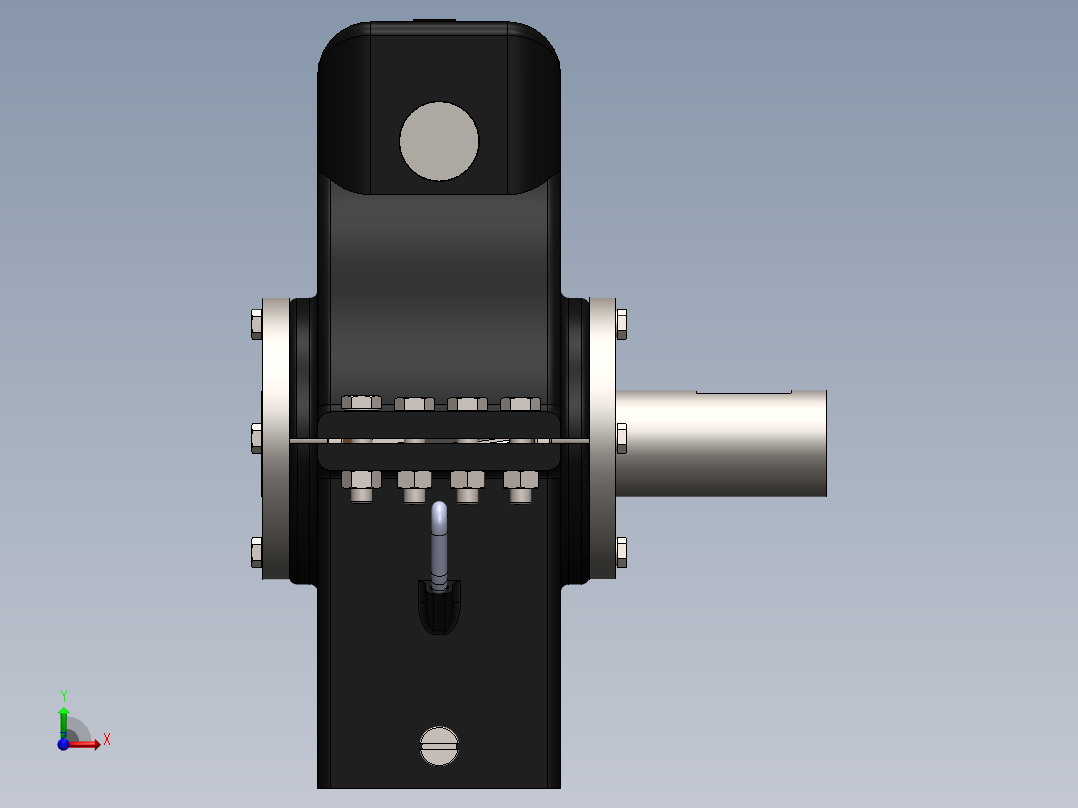 Worm Gear简易蜗轮蜗杆减速箱3D图纸 SOLIDWORKS设计 IGS格式前视图