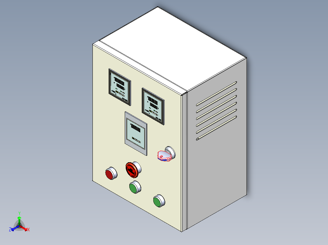 配电箱220_300_400三维模型正等轴测图