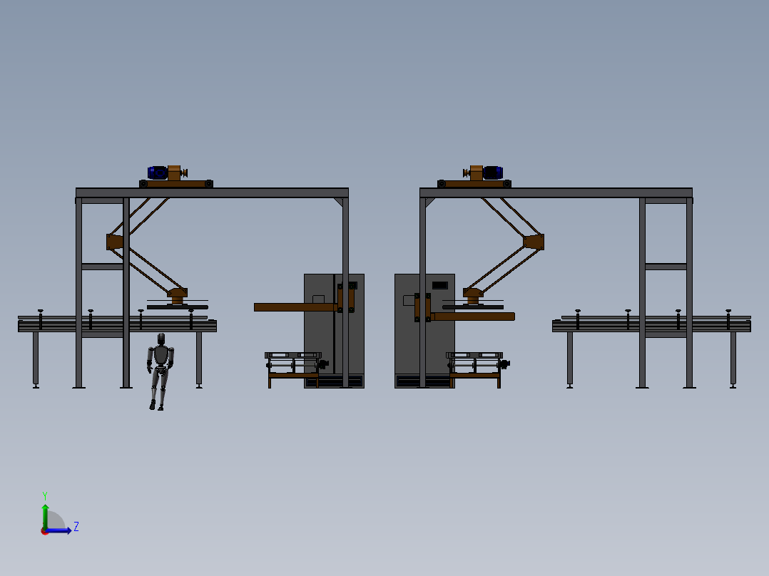 托盘堆垛机流水线左视图
