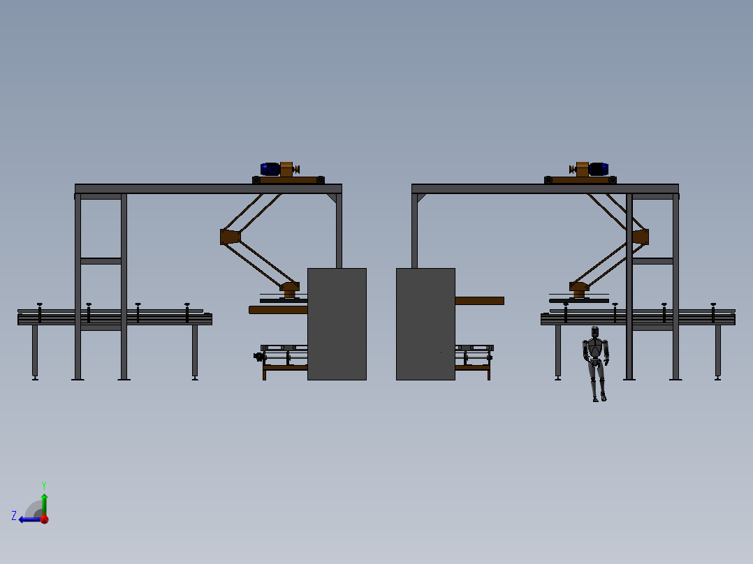 托盘堆垛机流水线右视图