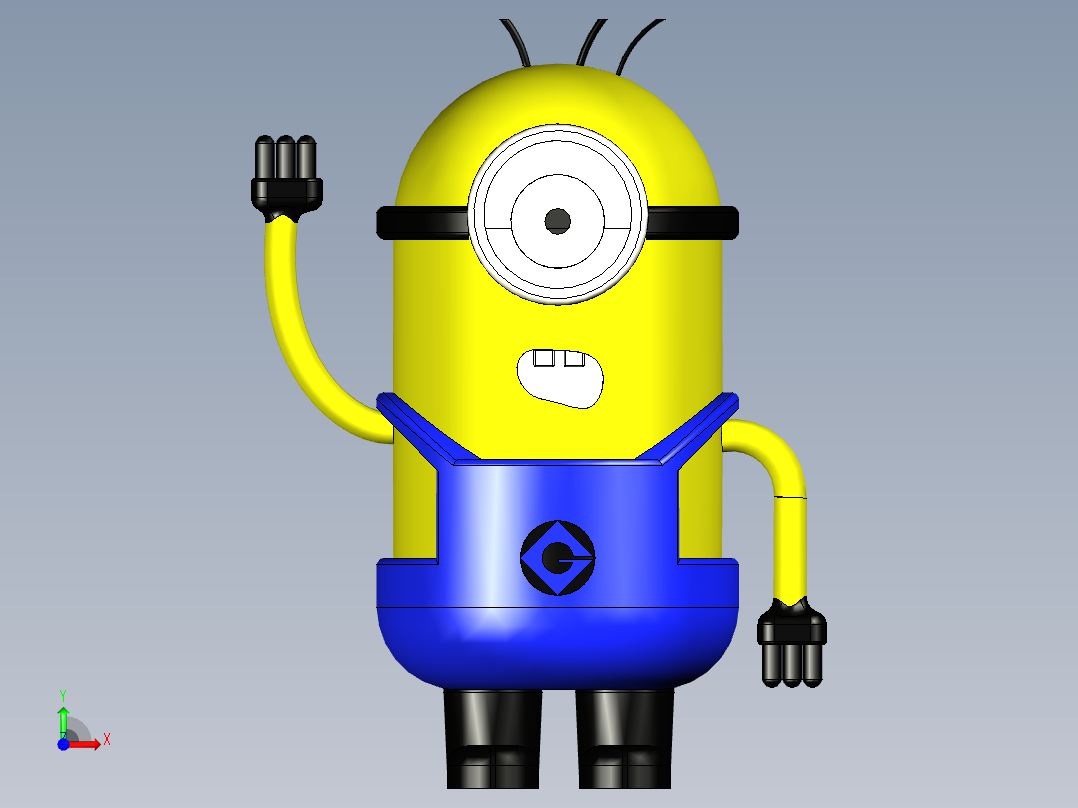 胜利的小黄人模型前视图