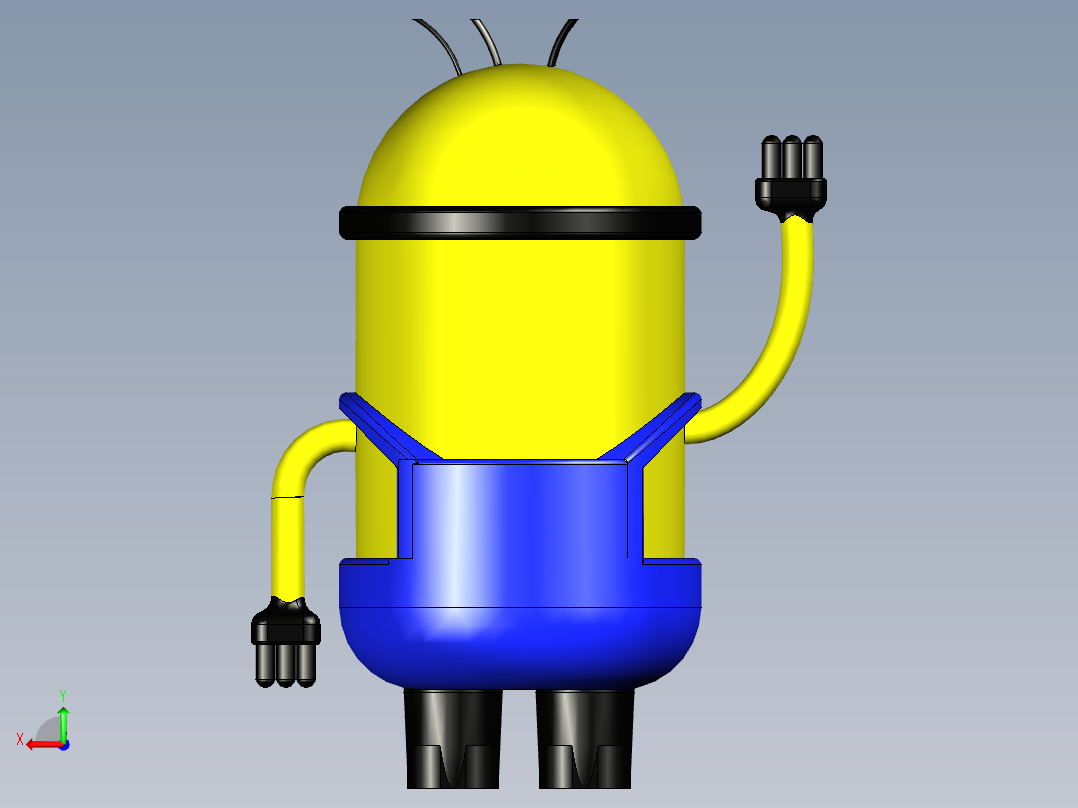 胜利的小黄人模型后视图