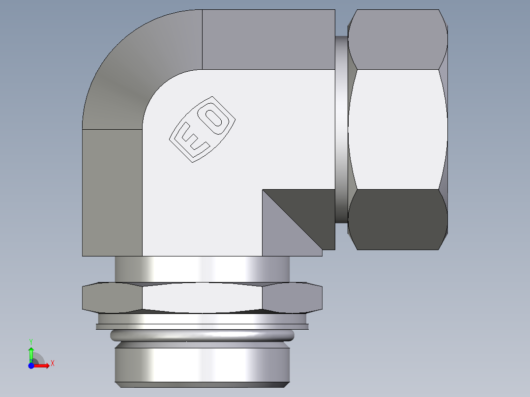 卡套式工业通用硬管接头EO_Adjustable_Locknut_elbow_WEE35LMORCF前视图