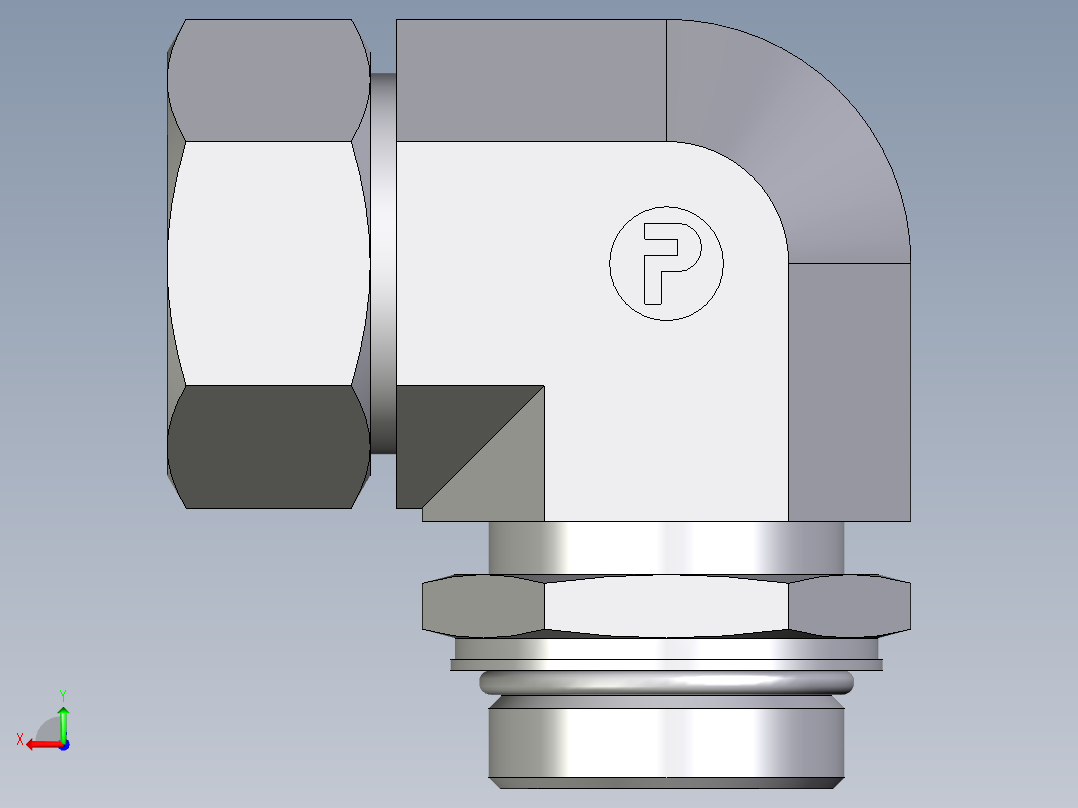 卡套式工业通用硬管接头EO_Adjustable_Locknut_elbow_WEE35LMORCF后视图