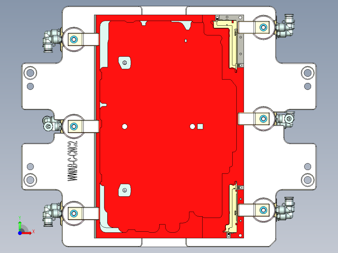 电脑外壳粗铣内腔治具模型前视图