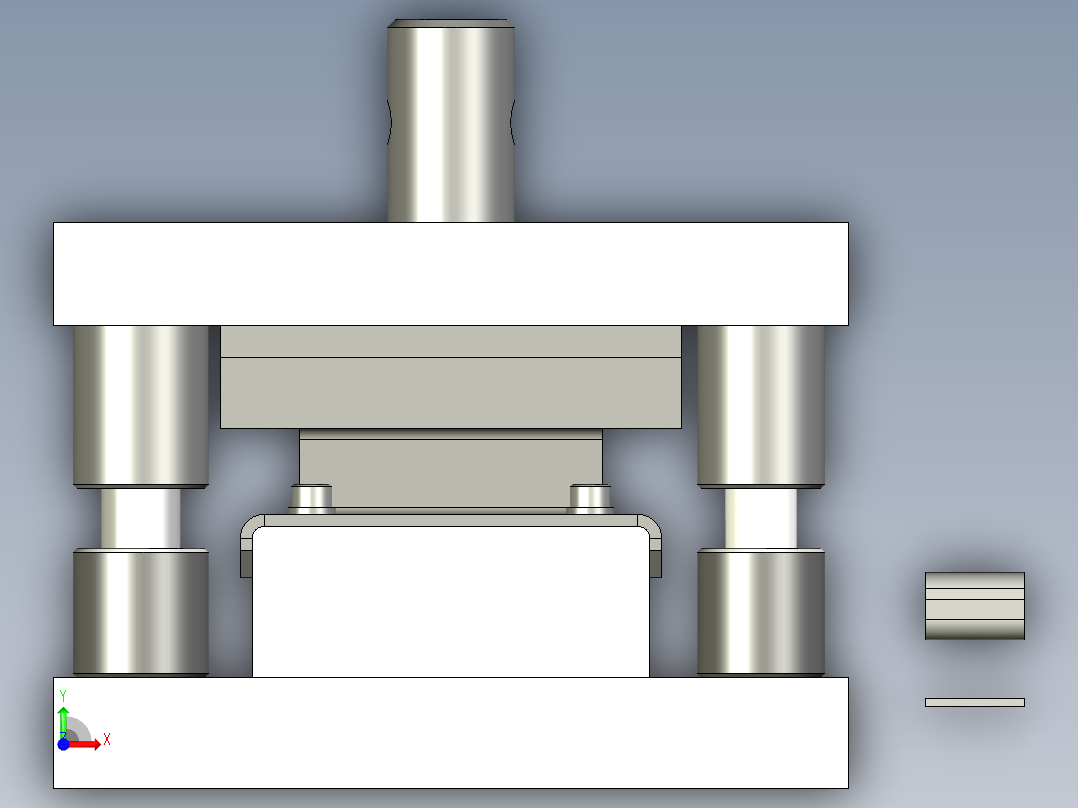 锁钩弯曲冲压模前视图