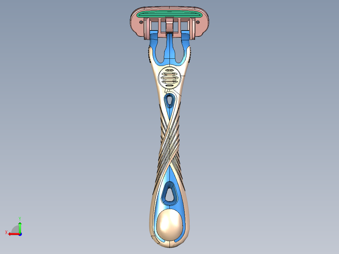 双色刮胡刀后视图
