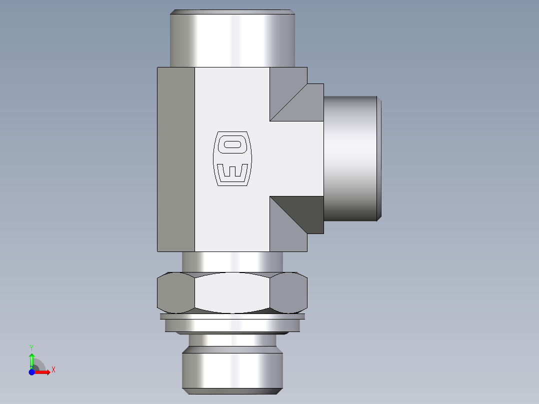 卡套式工业通用硬管接头EO_Adjustable_locknut_run_tee_LEE18LROMDCF前视图