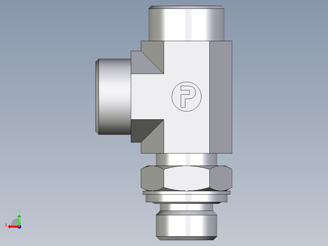 卡套式工业通用硬管接头EO_Adjustable_locknut_run_tee_LEE18LROMDCF后视图